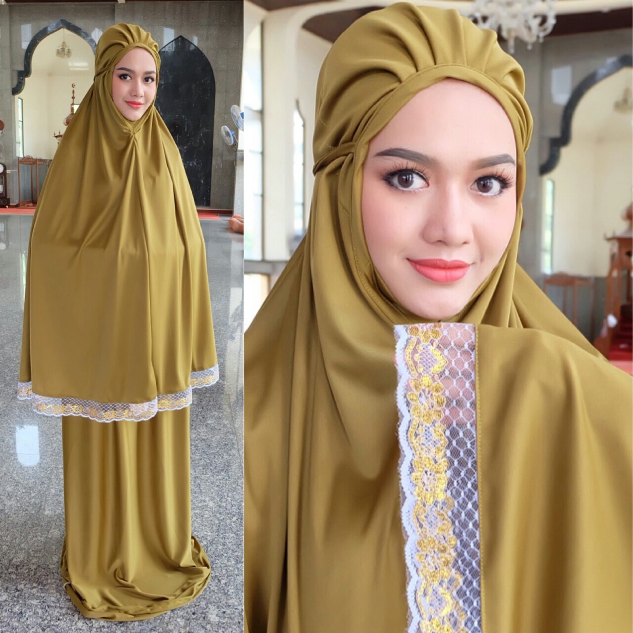 ตะละกง ชุดละหมาด talakong สีเขียวขี้ม้า ตะละกง ชุดละหมาด talakong สีเขียวขี้ม้า