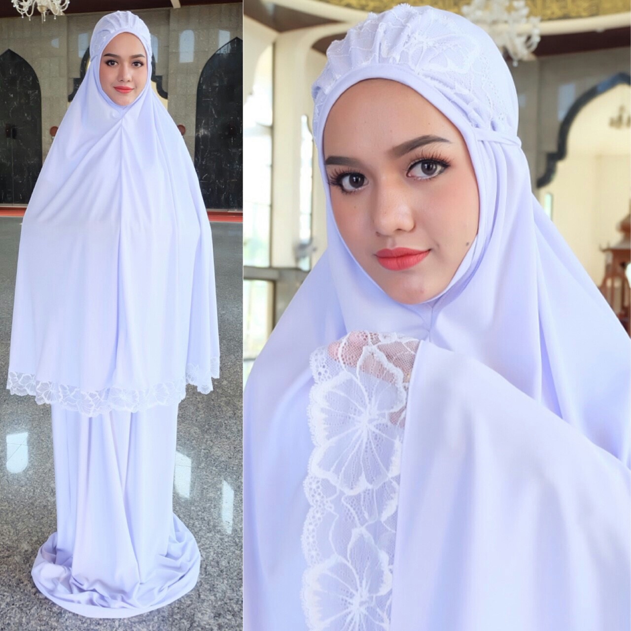 ตะละกง ชุดละหมาด talakong สีขาวคราม ตะละกง ชุดละหมาด talakong สีขาวคราม