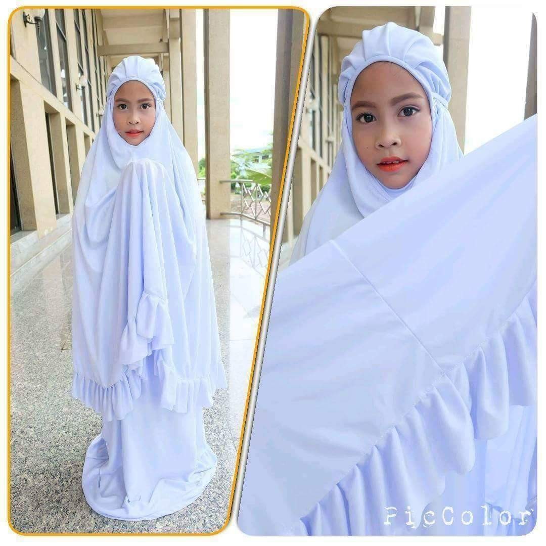 ตะละกงเด็ก ชุดละหมาดเด็ก talakongdek ผ้าละหมาดเด็ก สีขาวคราม แต่งชายระบาย ไซน์เด็ก 6-8ปี ตะละกงเด็ก ชุดละหมาดเด็ก talakongdek ผ้าละหมาดเด็ก สีขาวคราม แต่งชายระบาย ไซน์เด็ก 6-8ปี