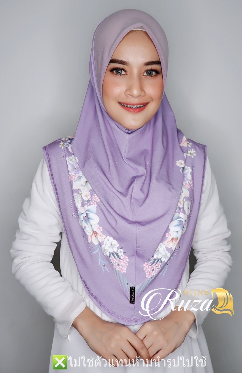 hijab ฮีญาบสวมสำเร็จผ้าลายในตัว เนื้อผ้า moss crepe ทรงหน้า scuba hijab ฮีญาบสวมสำเร็จผ้าลายในตัว เนื้อผ้า moss crepe ทรงหน้า scuba