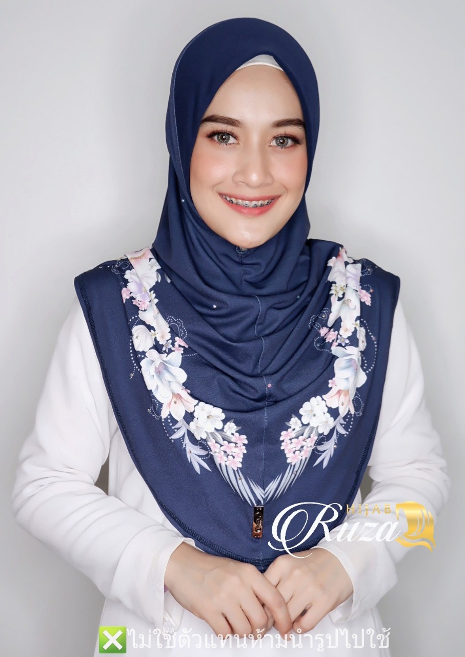 hijab ฮีญาบสวมสำเร็จผ้าลายในตัว เนื้อผ้า moss crepe ทรงหน้า scuba hijab ฮีญาบสวมสำเร็จผ้าลายในตัว เนื้อผ้า moss crepe ทรงหน้า scuba