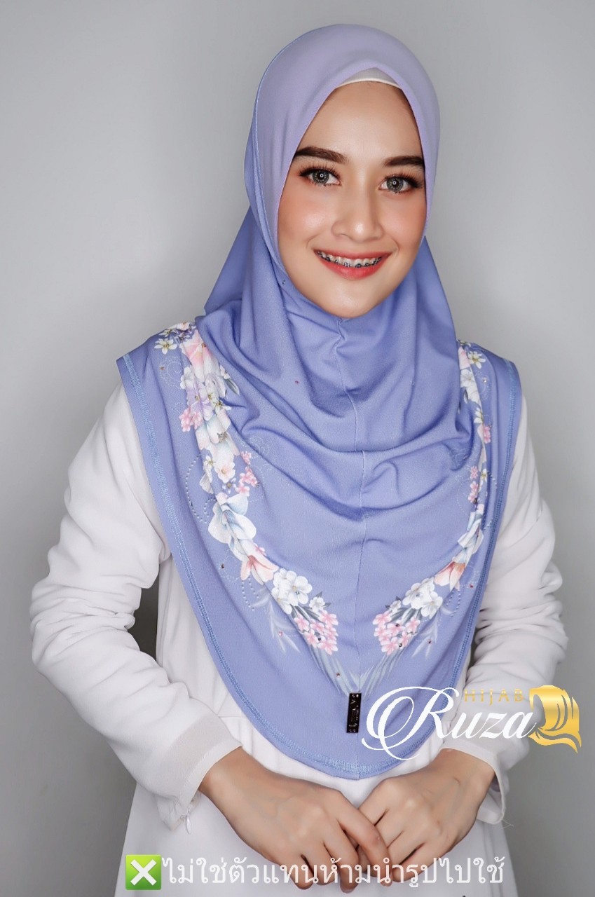 hijab ฮีญาบสวมสำเร็จผ้าลายในตัว เนื้อผ้า moss crepe ทรงหน้า scuba hijab ฮีญาบสวมสำเร็จผ้าลายในตัว เนื้อผ้า moss crepe ทรงหน้า scuba