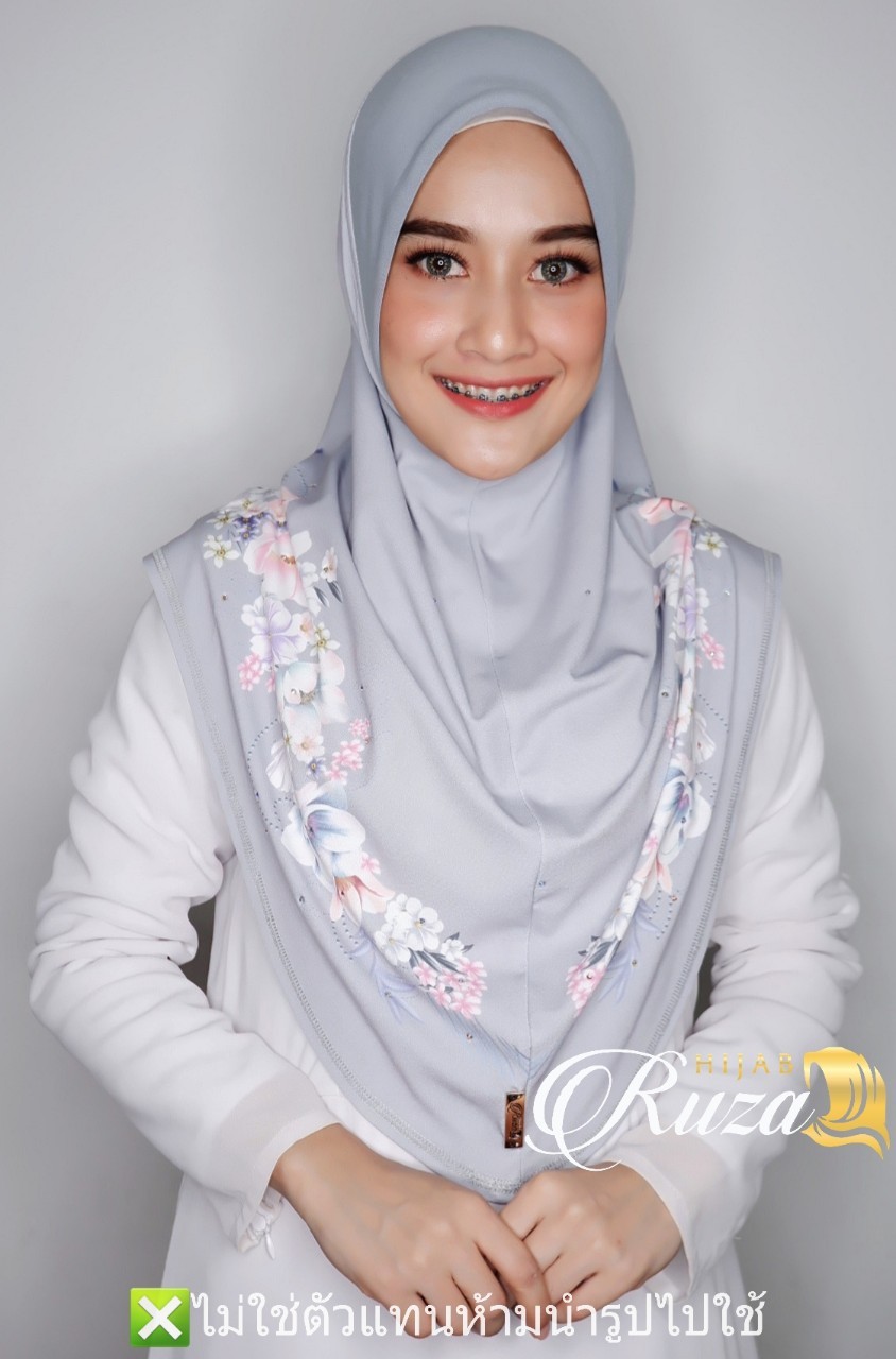 hijab ฮีญาบสวมสำเร็จผ้าลายในตัว เนื้อผ้า moss crepe ทรงหน้า scuba hijab ฮีญาบสวมสำเร็จผ้าลายในตัว เนื้อผ้า moss crepe ทรงหน้า scuba