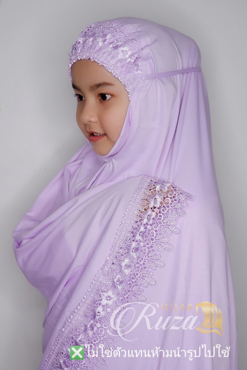 ชุดละหมาดเด็กแต่งลูกไม้รอบผืน เนื้อผ้า viscose อายุ8-10ปี ชุดละหมาดเด็กแต่งลูกไม้รอบผืน เนื้อผ้า viscose อายุ8-10ปี