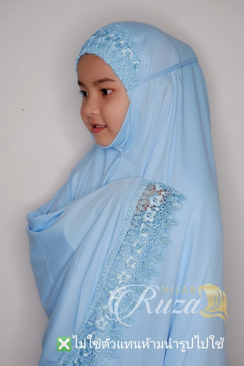 ชุดละหมาดเด็กแต่งลูกไม้รอบผืน เนื้อผ้า viscose อายุ8-10ปี ชุดละหมาดเด็กแต่งลูกไม้รอบผืน เนื้อผ้า viscose อายุ8-10ปี