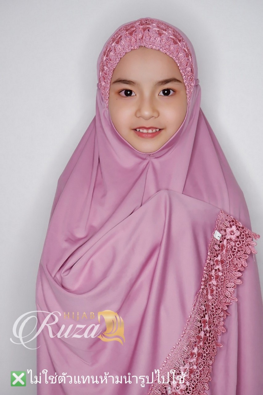 ชุดละหมาดเด็กแต่งลูกไม้รอบผืน เนื้อผ้า viscose อายุ8-10ปี ชุดละหมาดเด็กแต่งลูกไม้รอบผืน เนื้อผ้า viscose อายุ8-10ปี