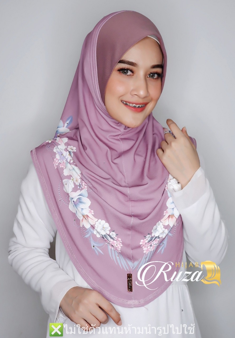 hijab ฮีญาบสวมสำเร็จผ้าลายในตัว เนื้อผ้า moss crepe ทรงหน้า scuba hijab ฮีญาบสวมสำเร็จผ้าลายในตัว เนื้อผ้า moss crepe ทรงหน้า scuba