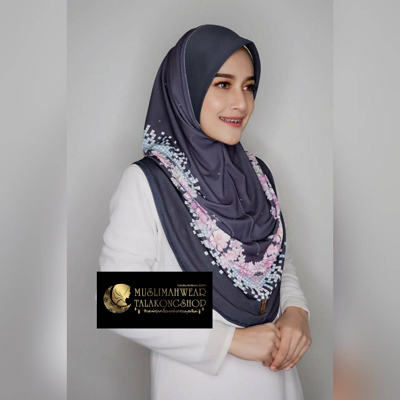 hijab ผ้าคลุมหัวมุสลิม แบบสวมสำเร็จงานผ้าลายในตัว ไซส์ L hijab ผ้าคลุมหัวมุสลิม แบบสวมสำเร็จงานผ้าลายในตัว ไซส์ L