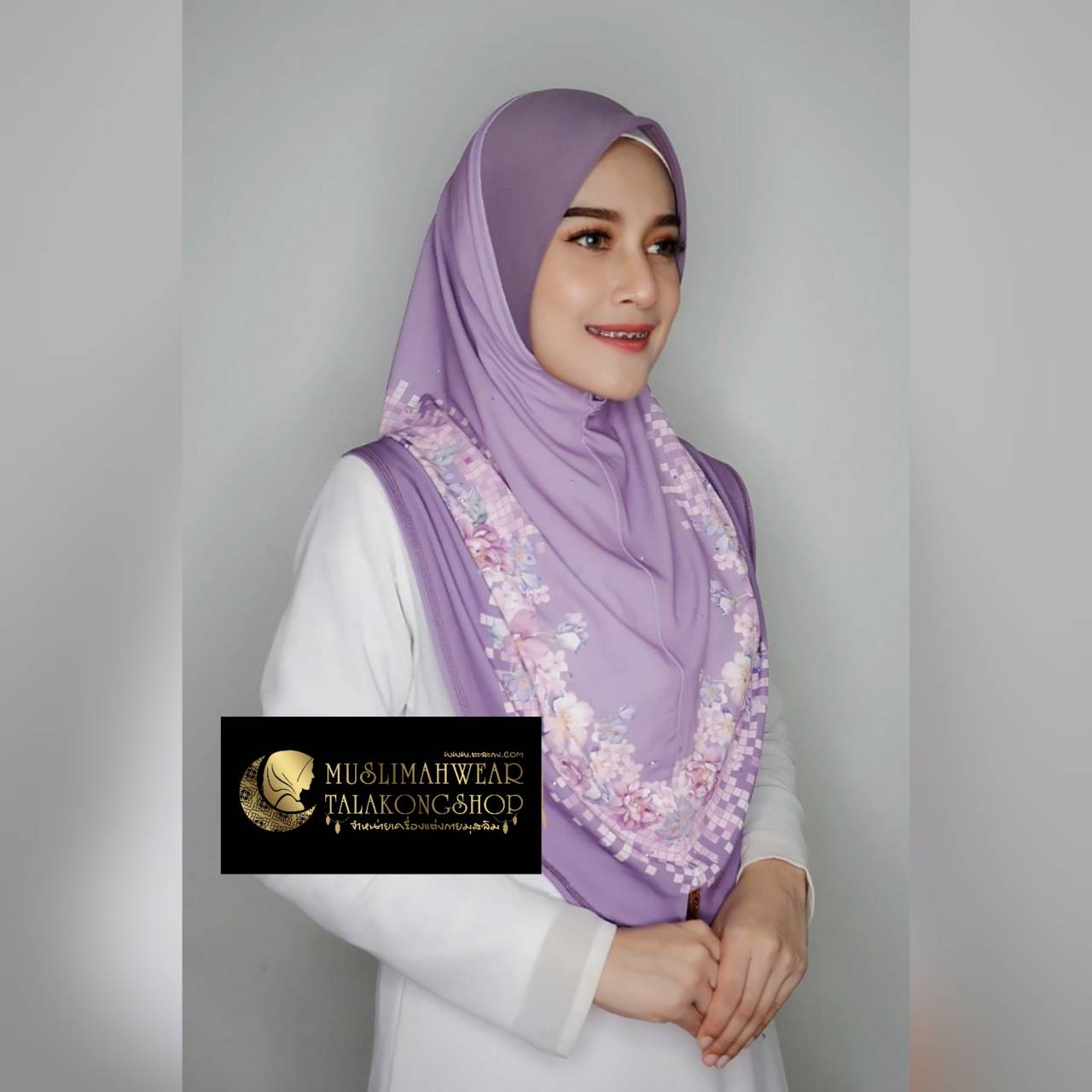 hijab ผ้าคลุมหัวมุสลิม แบบสวมสำเร็จงานผ้าลายในตัว ไซส์ L hijab ผ้าคลุมหัวมุสลิม แบบสวมสำเร็จงานผ้าลายในตัว ไซส์ L