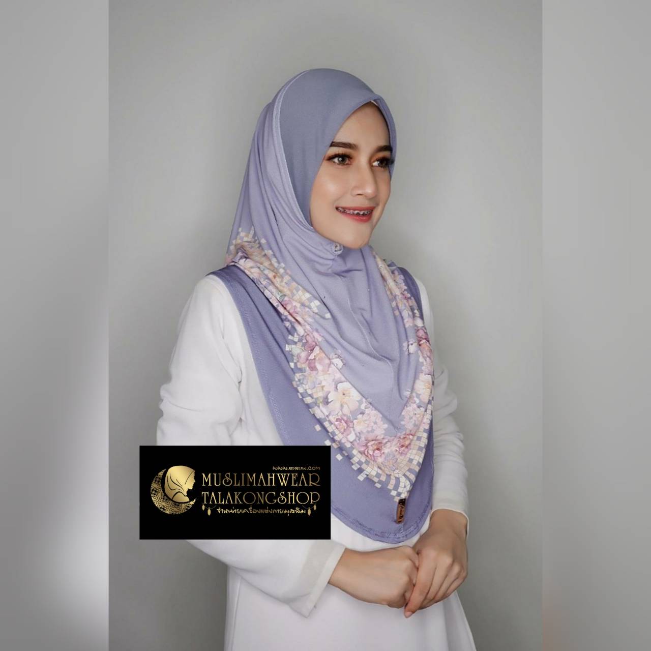 hijab ผ้าคลุมหัวมุสลิม แบบสวมสำเร็จงานผ้าลายในตัว ไซส์ L hijab ผ้าคลุมหัวมุสลิม แบบสวมสำเร็จงานผ้าลายในตัว ไซส์ L