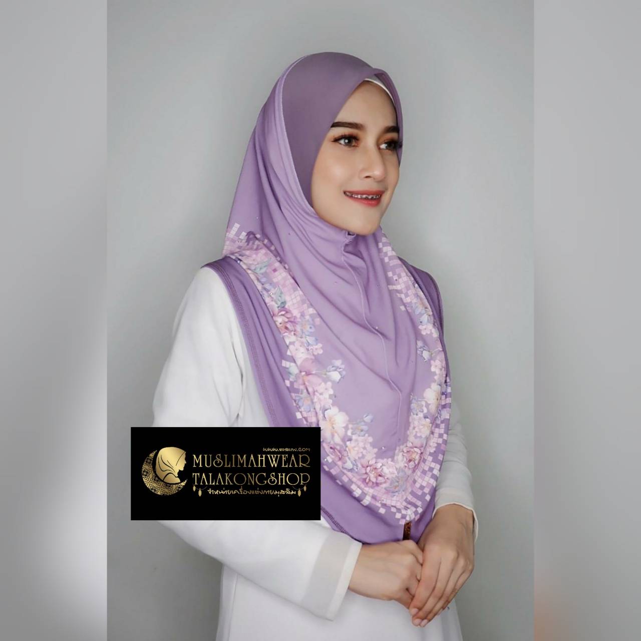 hijab ผ้าคลุมหัวมุสลิม แบบสวมสำเร็จงานผ้าลายในตัว ไซส์ M hijab ผ้าคลุมหัวมุสลิม แบบสวมสำเร็จงานผ้าลายในตัว ไซส์ M