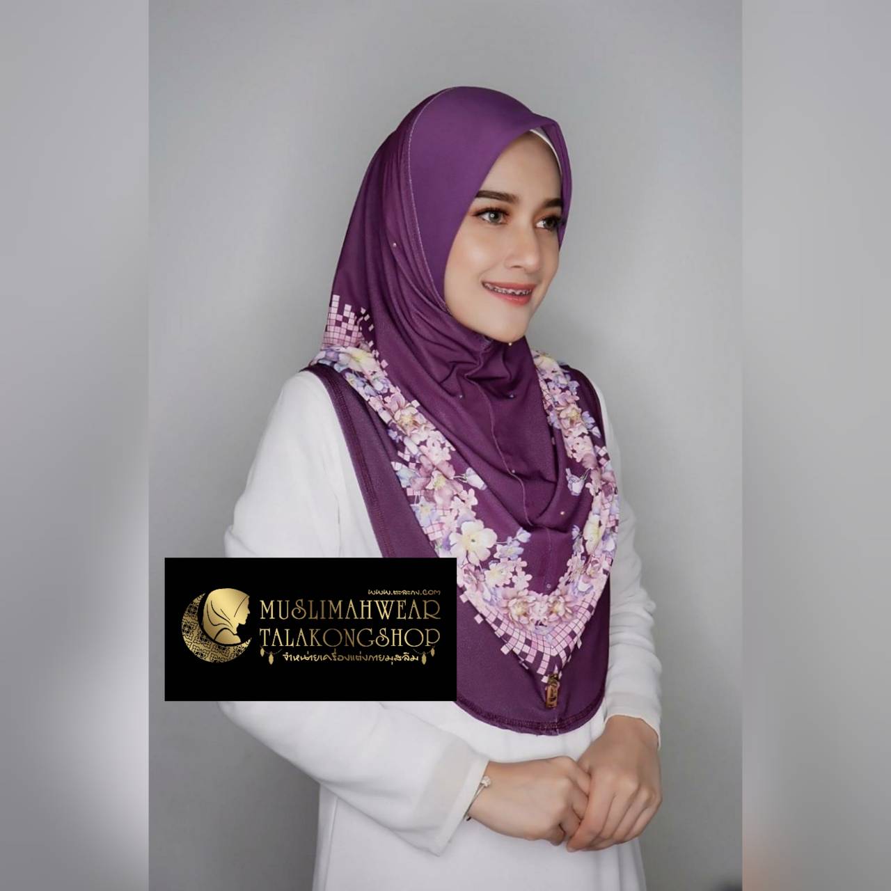 hijab ผ้าคลุมหัวมุสลิม แบบสวมสำเร็จงานผ้าลายในตัว ไซส์ M hijab ผ้าคลุมหัวมุสลิม แบบสวมสำเร็จงานผ้าลายในตัว ไซส์ M