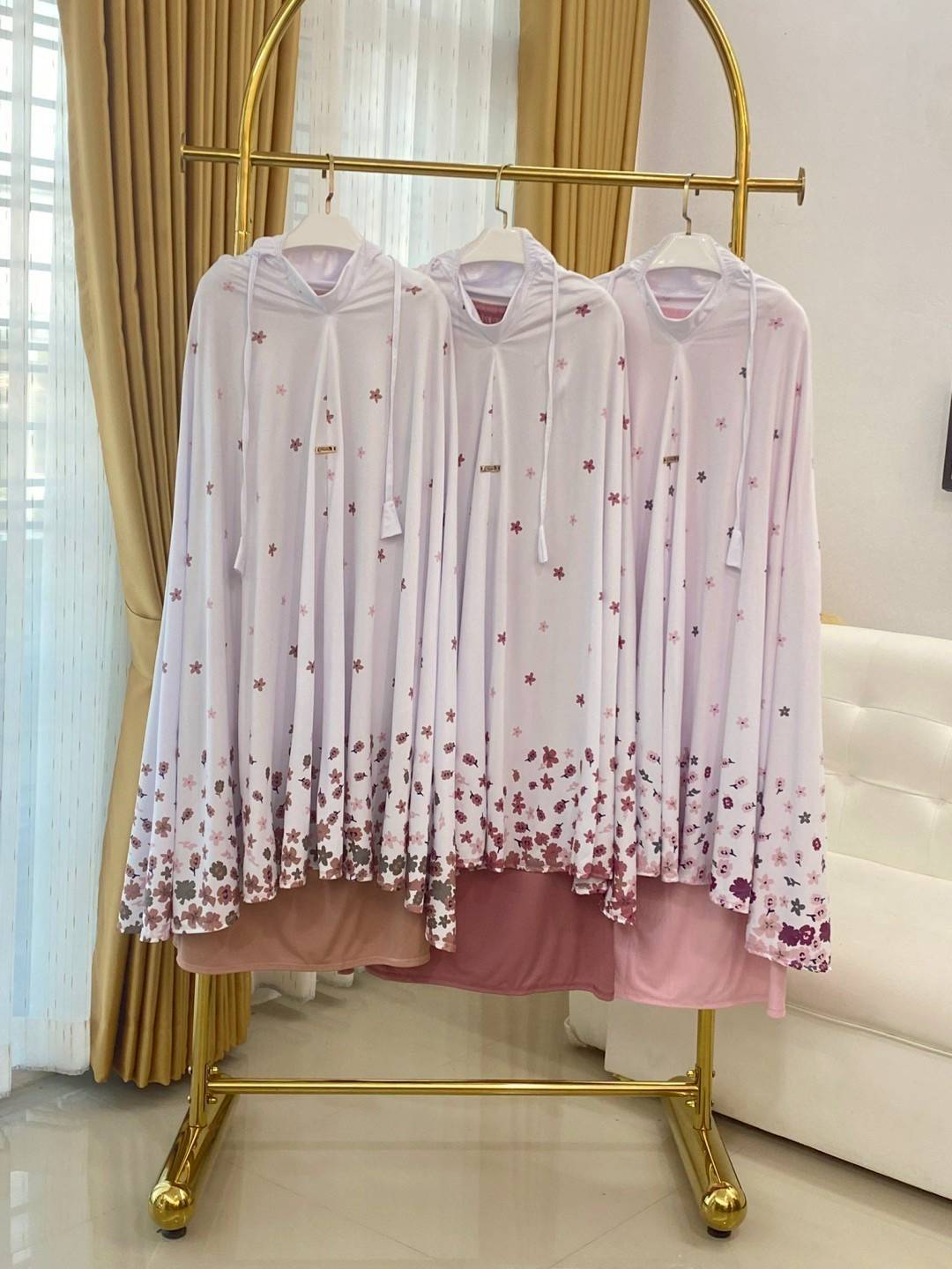 ตะละกงเด็ก ชุดละหมาดเด็ก ชุดใส่ละหมาดเด็ก ผ้าละหมาดสำหรับเด็กอิสลาม รุ่น ดอกซากุระ สำหรับเด็ก9-13ปี