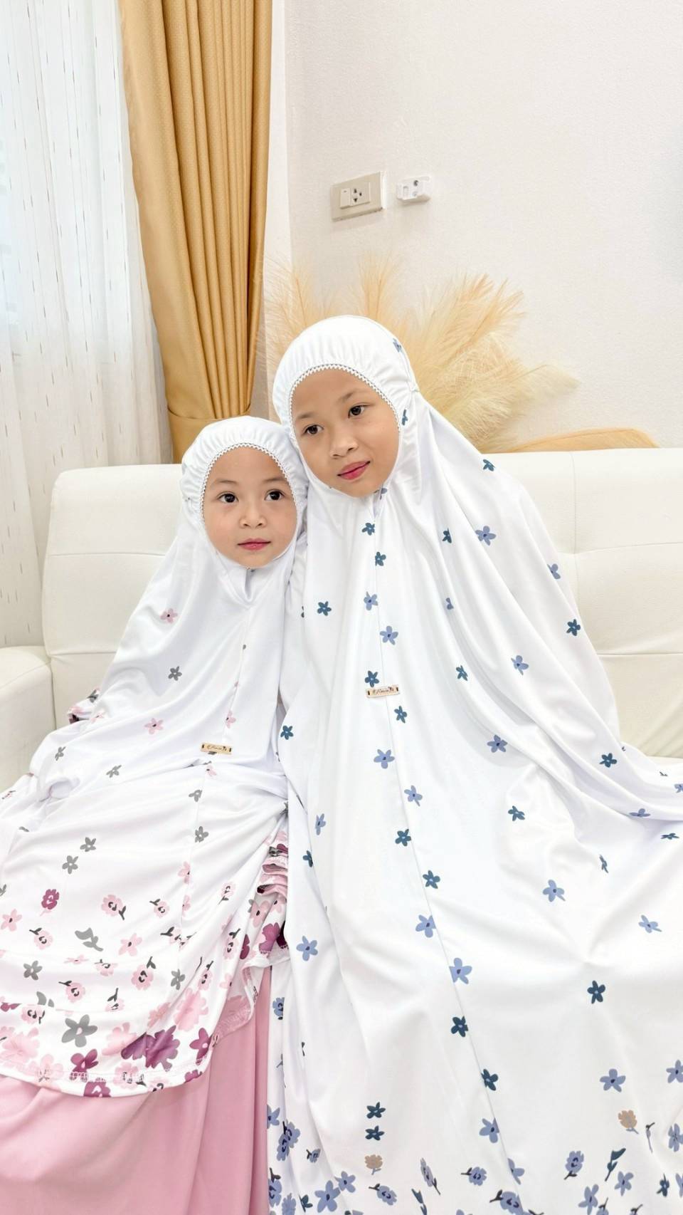 ตะละกงเด็ก ชุดละหมาดเด็ก ชุดใส่ละหมาดเด็ก ผ้าละหมาดสำหรับเด็กอิสลาม รุ่น ดอกซากุระ สำหรับเด็ก9-13ปี