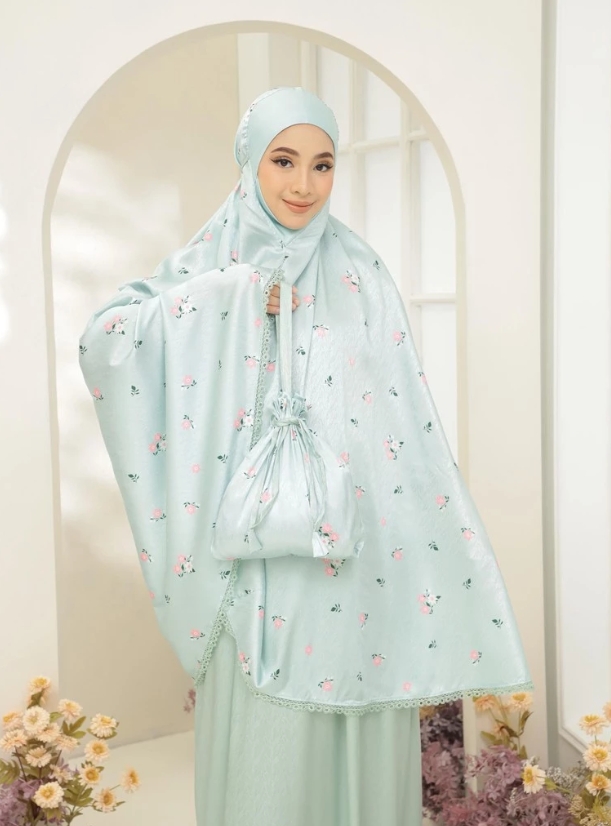 ชุดละหมาด ตะละกงพร้อมส่ง TELEKONG SETERA JACQUARD รุ่น Bilqis