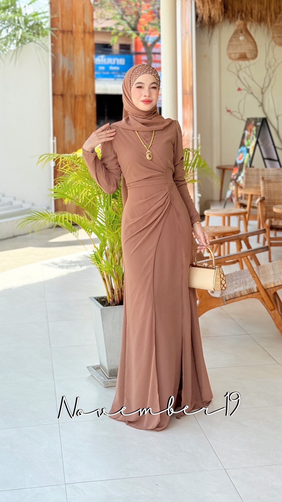 Dress ชุดเดรสรุ่นจินนี่ชีฟอง เดรสมุสลิม ชุดอิสลามหญิง เดรสผ้าชีฟอง เดรสสวยๆใส่ออกงาน ใส่รายอ ใส่นิกะห์ เดรสพร้อมส่ง