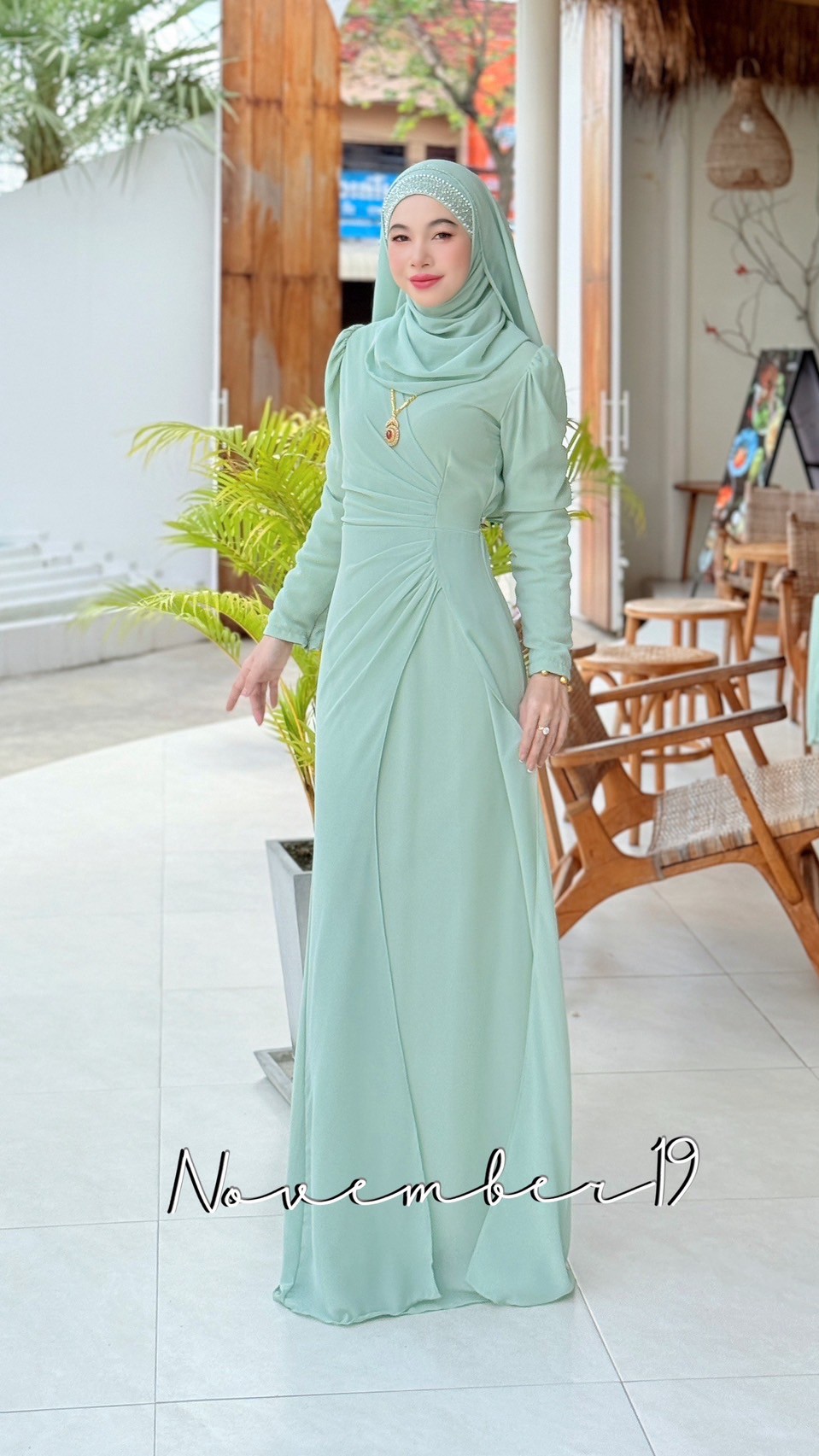 Dress ชุดเดรสรุ่นจินนี่ชีฟอง เดรสมุสลิม ชุดอิสลามหญิง เดรสผ้าชีฟอง เดรสสวยๆใส่ออกงาน ใส่รายอ ใส่นิกะห์ เดรสพร้อมส่ง