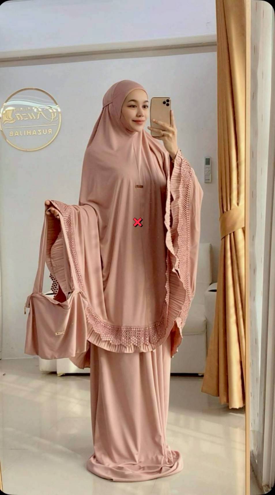 Talakong ตะละกงพกพา ผ้าละหมาดนำเข้า ชุดะละหมาด รุ่นLAILA  อัดพลีท แต่งลูกไม้