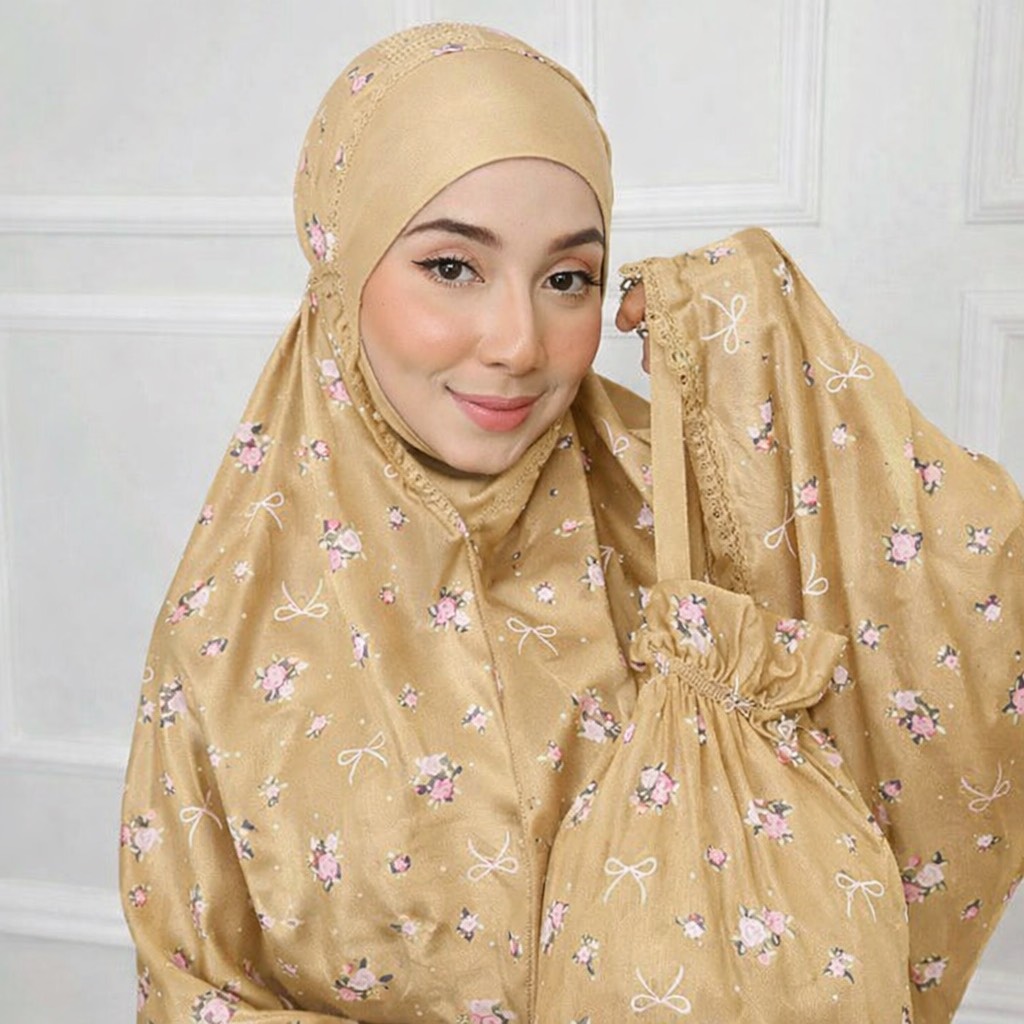 ตะละกงพกพา ชุดละหมาดราคาถูก เนื้อผ้าซาตินผ้าลื่นเย็นใส่สบายไม่ร้อน มาพร้อมกระเป๋าพกพาสีเข้าชุด พร้อมส่ง