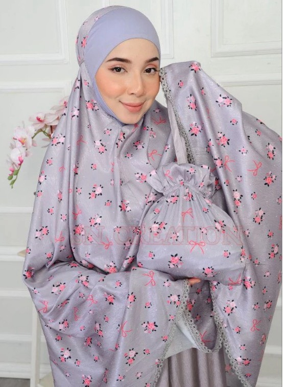 ตะละกงพกพา ชุดละหมาดราคาถูก เนื้อผ้าซาตินผ้าลื่นเย็นใส่สบายไม่ร้อน มาพร้อมกระเป๋าพกพาสีเข้าชุด พร้อมส่ง