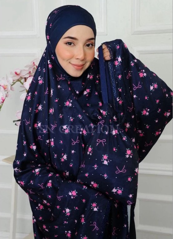 ตะละกงพกพา ชุดละหมาดราคาถูก เนื้อผ้าซาตินผ้าลื่นเย็นใส่สบายไม่ร้อน มาพร้อมกระเป๋าพกพาสีเข้าชุด พร้อมส่ง